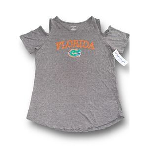 NWT Women's Charcoal‎ Florida Gators Plus Size Cold Shoulder T-Shirt- XL